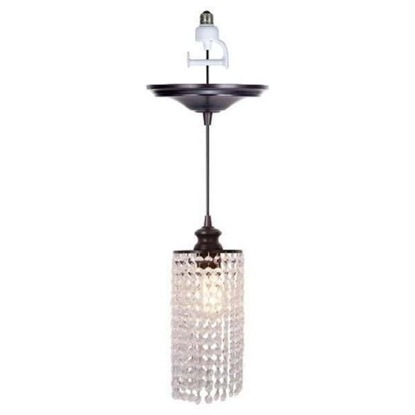 Worth Home Products Worth Home Products PBN-3933-0011 1-Light Brushed Bronze Instant Pendant Conversion Kit- Clear Crystal Shade PBN-3933-0011